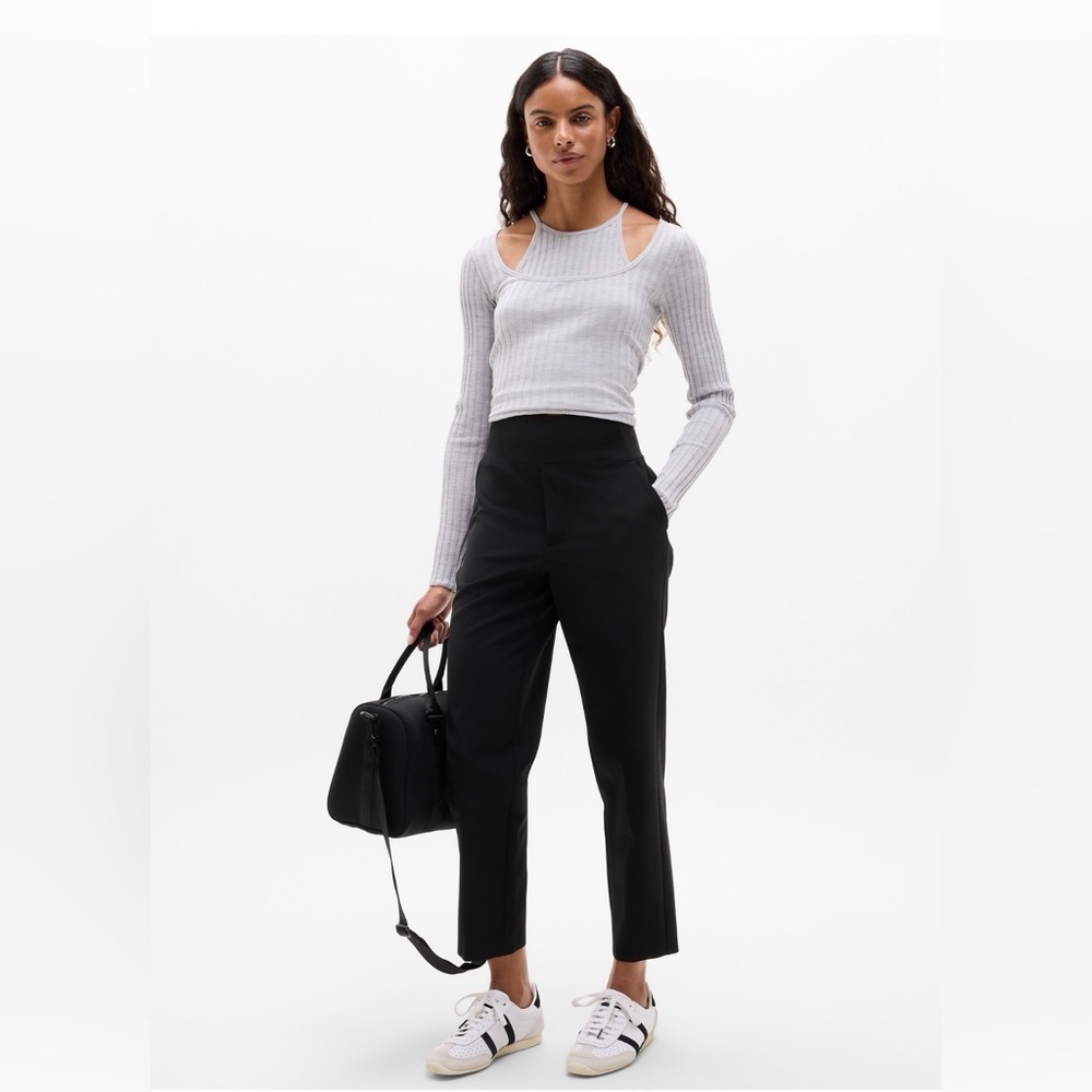 Athleta Black Cropped High-Rise Trousers